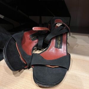 Vintage Donna Karan Black and Brown Heeled Sandals